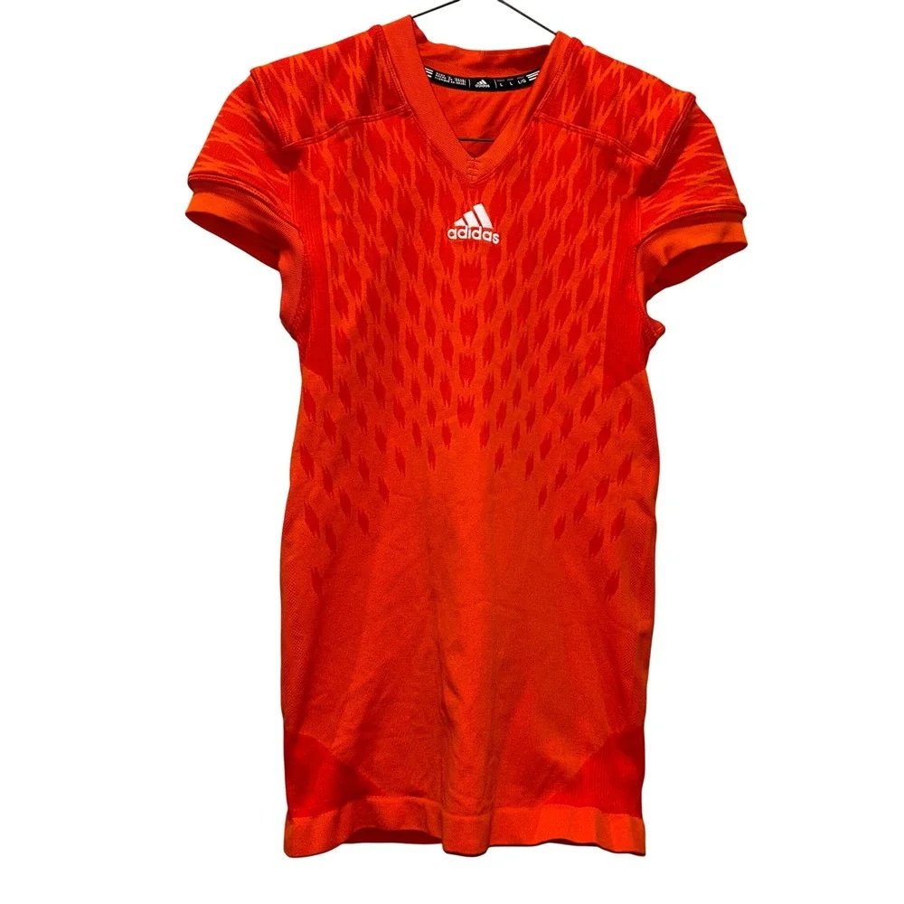 Adidas Men's Techfit Primeknit Football Jersey Large Orange Climacool‎ sz L